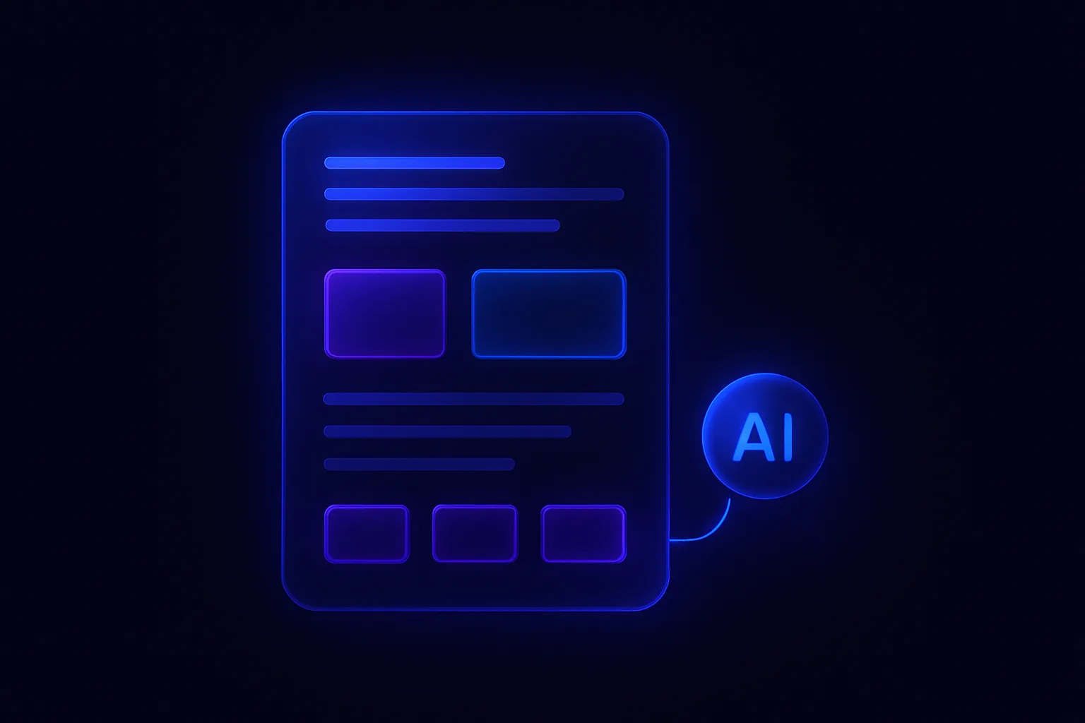 AI가 인용하기 좋게 구조화된 스키마와 FAQ 콘텐츠를 형상화한 일러스트