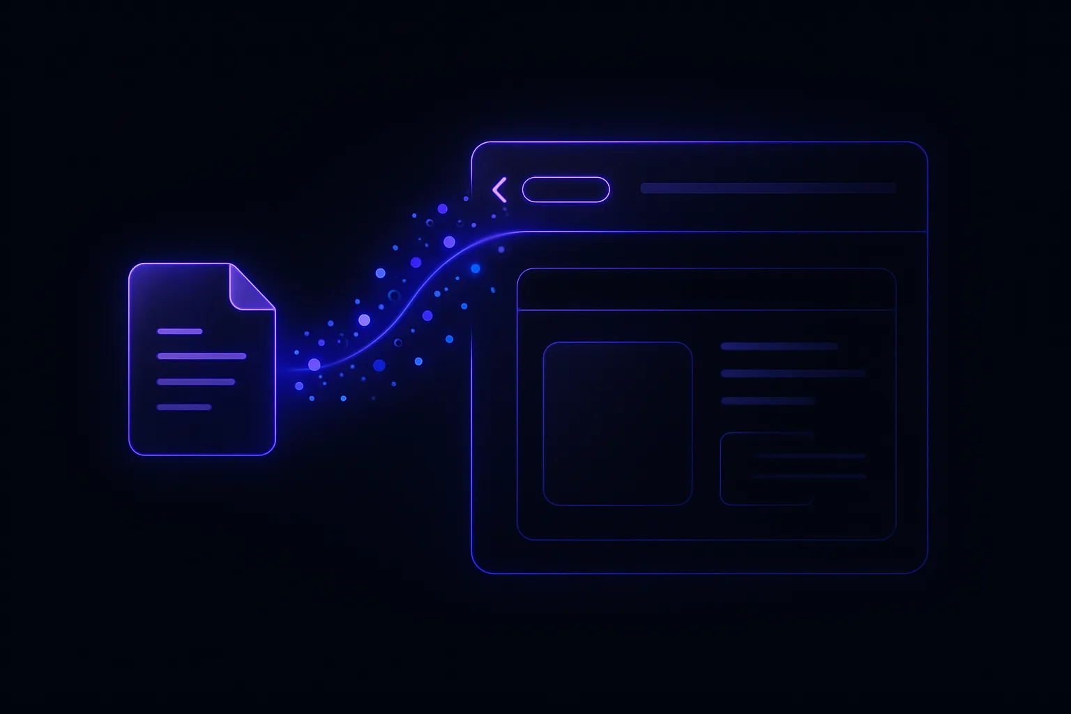 JSON-LD 구조화 데이터가 홈페이지 코드에 삽입되는 과정을 표현한 개념 일러스트