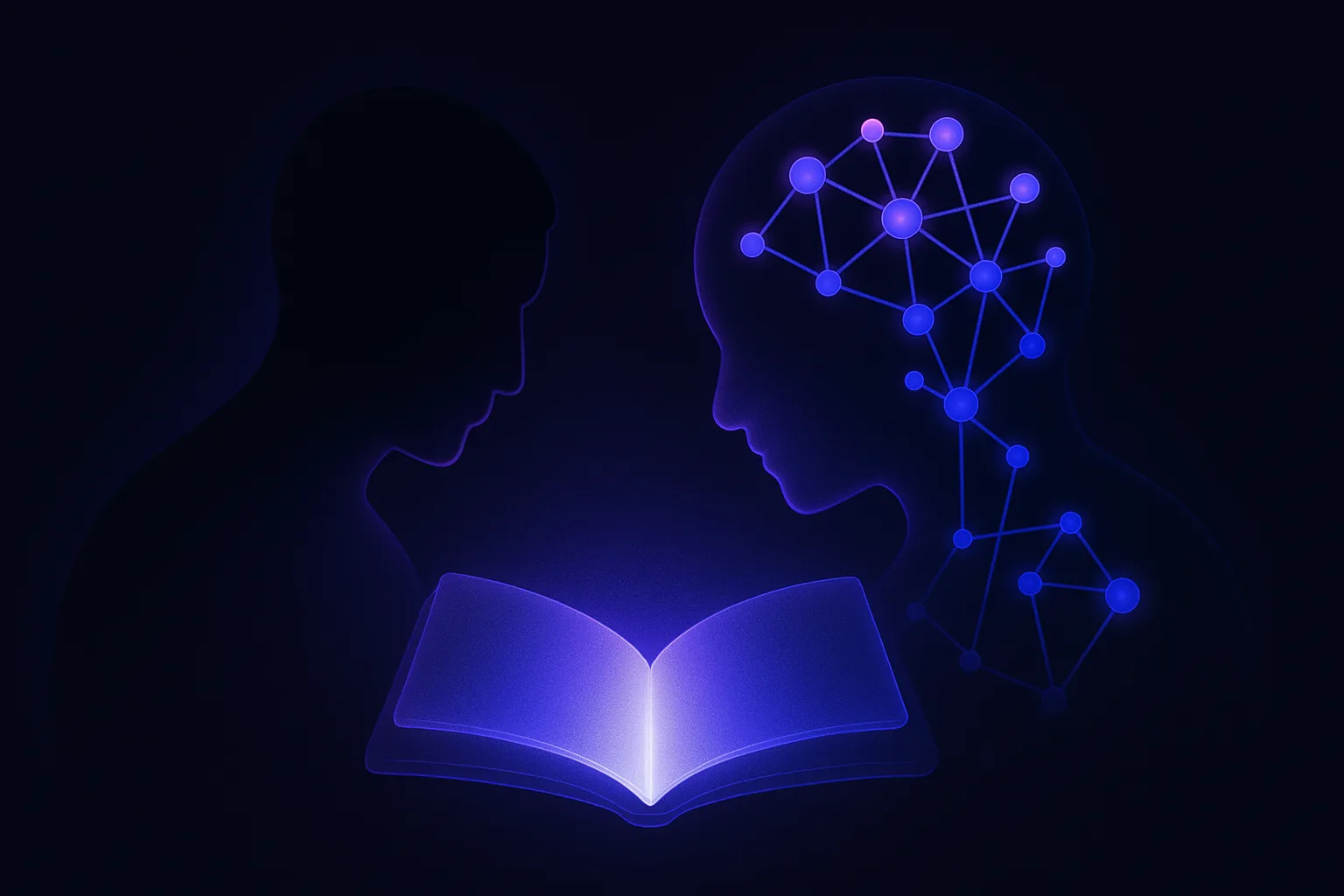 사람과 AI 네트워크가 같은 빛의 원천을 함께 읽는 모습 — 일관된 정보가 사람과 AI의 신뢰를 동시에 얻는다는 개념 일러스트