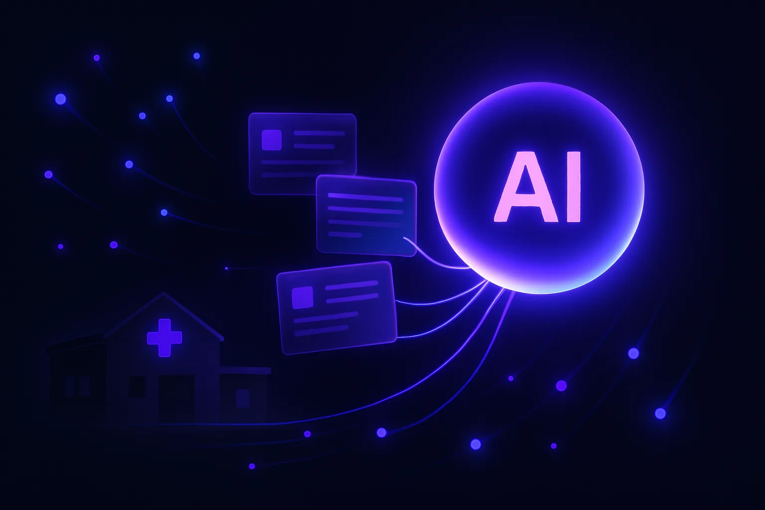 AI 검색이 병원의 구조화된 정보를 근거로 인용하는 과정을 표현한 개념 일러스트